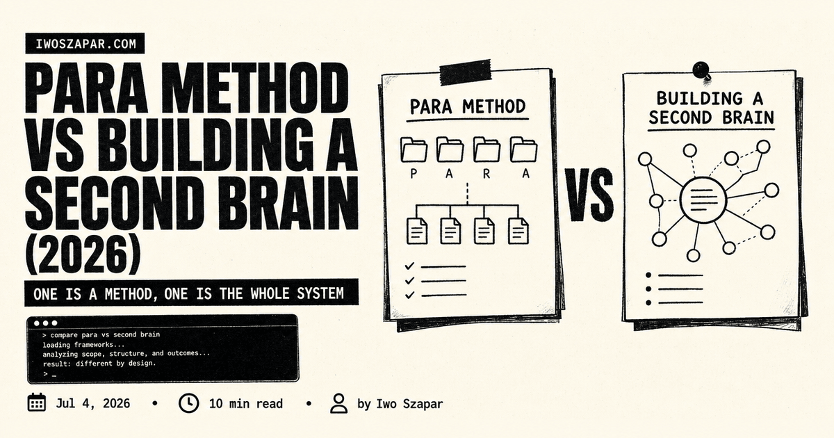 PARA Method vs Building a Second Brain (2026)